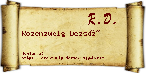 Rozenzweig Dezső névjegykártya